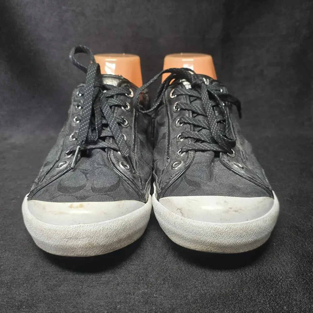 Coach Felix Black Low Top Canvas Lace Up Sneakers Shoes